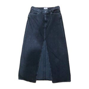 AGOLDE Leif Denim Maxi Skirt Women's 28 Front Slit Dark Wash Black